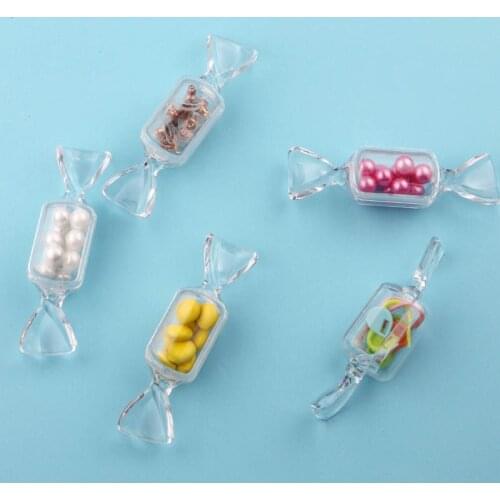 5 Pcs Acrylic Portable Pill Earrings Jewelry Bag Mini Candy Shape MakeUp Storage Bag Travel Cosmetic Case Organizer