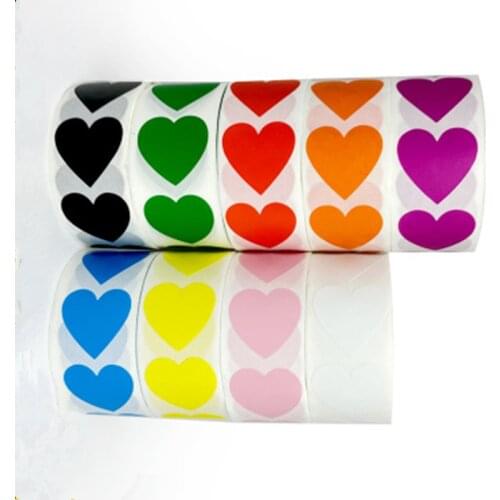 500pcs Multiple colors Heart Stickers seal labels stickers scrapbooking for Package and wedding decoration stationery sticker