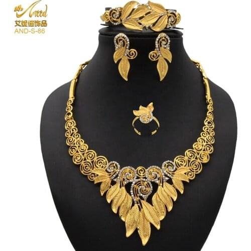 ANIID African Jewelery Set Necklace Wedding Bridal Gold Earing 24k 2021 High Quality Nigerian Dubai Indian Bracelet Ring Habesha
