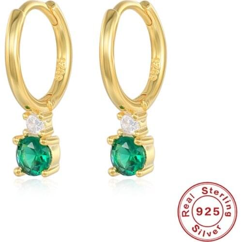 AIDE 925 Sterling Silver Huggie Earrings For Women 2021 Green Zircon Hoop Earring Jewelry Girls Party Gifts Pendientes Brincos