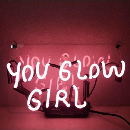 14“ You Glow Girl Acrylic Custom Neon Light Lamp Sign Beer Bar Handmade Real Glass Decorate Home Wall Room Windows Tube Artwork