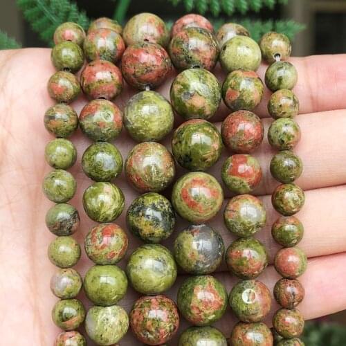 4/6/8/10/12mm Natural Unakite Stone Beads Round Loose Beads For Accessories Jewellery Making Bracelet Necklace 15 inch