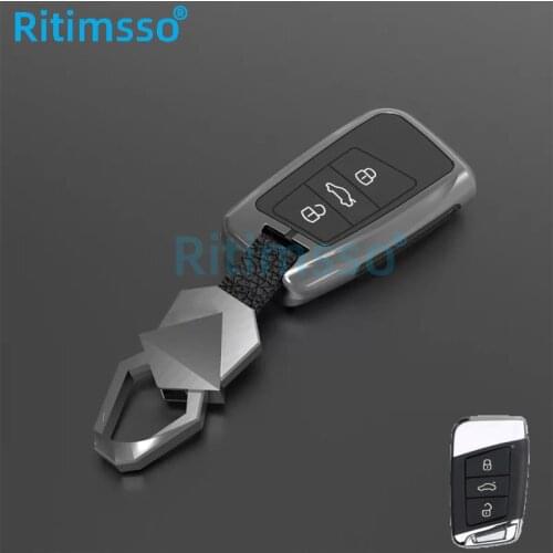 Zinc Alloy Car Remote Key Case Cover Holder Shell Fob For Volkswagen VW Magotan Passat B8 Golf For Skoda Superb A7 Accessories