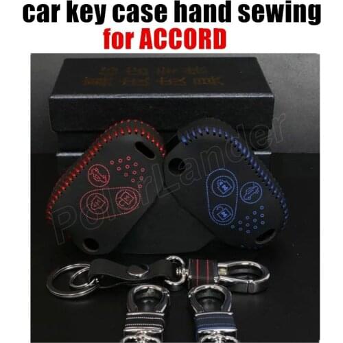 Only Red car key cover case fit for HONDA ACCORD CITY new genuine leather sewing by hand 100% auto parts wholesale popular