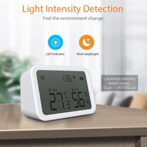 P15D Tuya Zigbee 3.0 Temperature Humidity Sensor Lux Light Detector Hygrometer Thermometer with LCD Screen