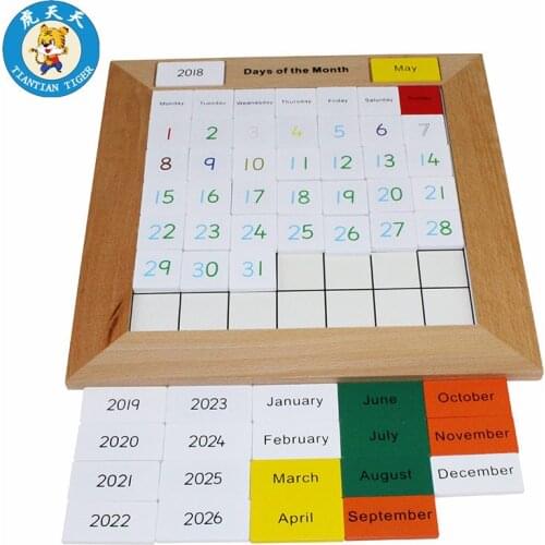Montessori Wooden Toys Baby Early Education Preschool Teaching Aids Time Learning Calendar Puzzles 61 Pcs Wood Cards With Box