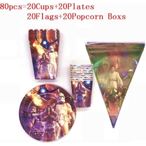 Star wars Theme Theme Disposable Tableware Set Paper Cup Plate Flag Popcorn Box Kids Favor Birthday Party Baby Shower Decoration