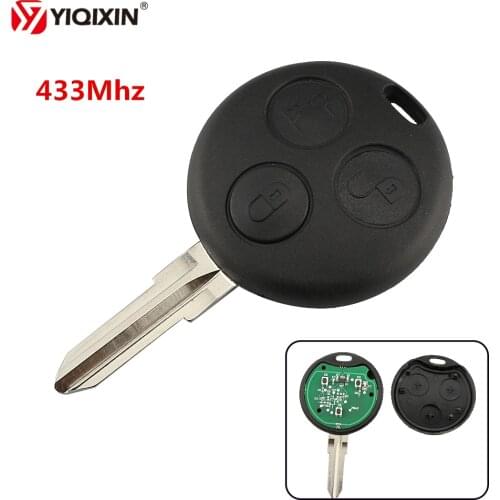 YIQIXIN 3 Button Remote Key Smart Car Key For Mercedes-Benz Smart Fortwo Forfour City Roadster 433Mhz Uncut Blade With Chip