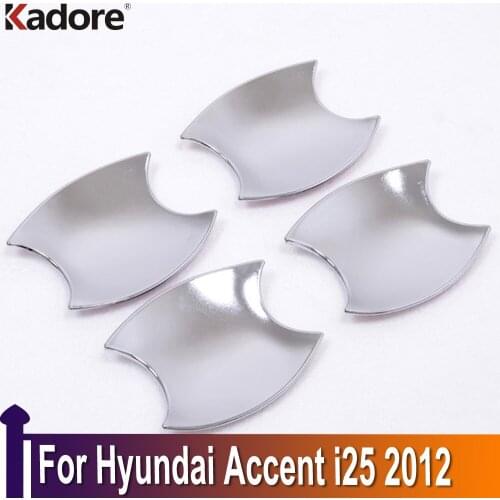 For Hyundai Accent i25 2012 ABS Chrome Side Door Handle Bowl Cover Trim Exterior Car Sticker Car-Styling Accessories