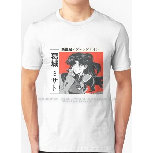 Misato Katsuragi T Shirt 100% Pure Cotton Misato Katsuragi Character Japan Culture Anime Manga Red Text Black And White Misato