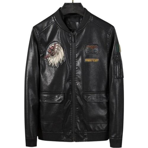 Embroidered Indian Avatar Mens Leather Jacket Coats Automotive Designer Plus Size 4XL Mens Baseball PU Jacket Overcoats A492