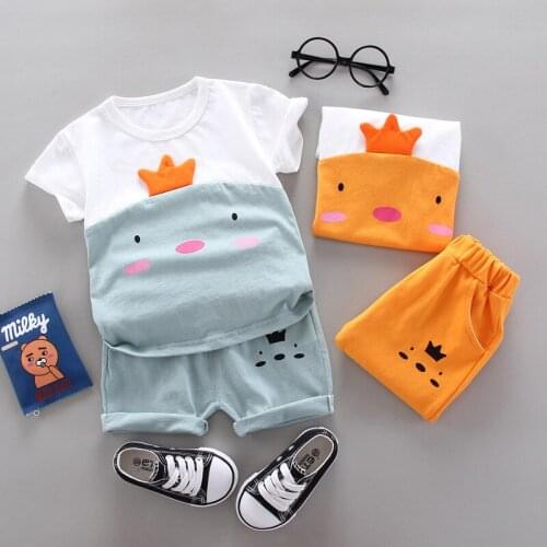 Boys Girls Clothes Set Summer Infant Clothing Set Cartoon chick Cotton Outfits T-shirt + Shorts Baby 1-4y Children 2pcs/set