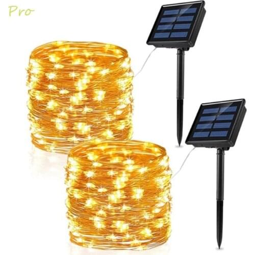 Creative LED Starry Fairy Solar String Light Waterproof Outdoor Indoor Wedding Party Decorative Copper Wire Garland Lamp