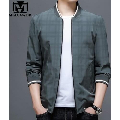 New Brand Bomber Jackets Men Spring Autumn Thin Casual Plaid Baseball Jacket Coats Jaqueta Masculina Drop Shipping J703