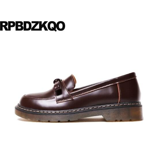 Slip on walking flats loafers japanese vintage designer shoes women luxury 2019 china bow round toe chinese comfy ladies latest