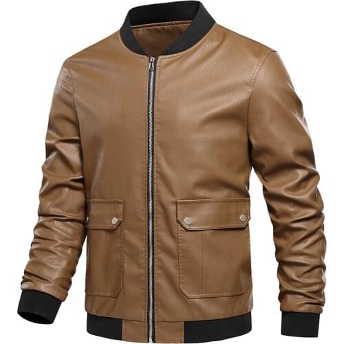 MANTLCONX New Casual Motorcycle Leather Jacket Coat Men Autumn Winter Fashion Windbreak Outwear Mens Faux Leather Jacket Zipper