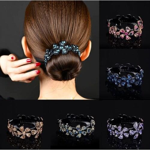 Fashion Flower Hair Claws Crab Hair Clip Rhinestone Flower Hairpin Bird Nest For Women Girls Twist Headwear For Hair Accessories