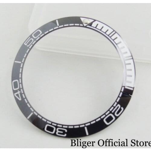 Solid 38mm Blue/Black Ceramic Watch Bezel Luminous Dot Fit Automatic Men Watch