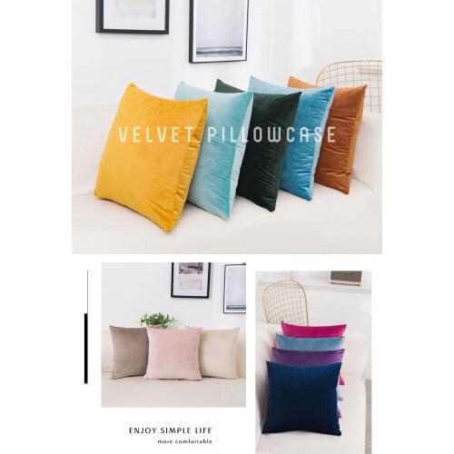 Luxury Velvet Pillowcase Green Yellow Pink Blue Soft Sofa Throw Pillows Cover Cushion Cover 40*40 Pillowcase Home Decorative