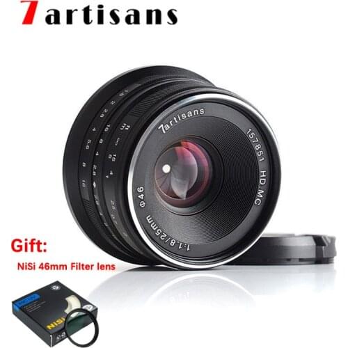 7artisans 25mm F1.8 Prime Lens for Sony E Mount/Fujifilm X/Canon EOS-M /M43 Camera A7 A7II A7R Free shipping