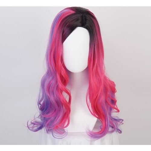 Descendants 3 Audrey Wig Dying colors Synthetic Hair Long Wavy Cosplay Costume Wigs For Children and Adult + Free Wig Cap