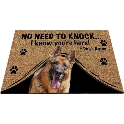 Personalized Dogs Name Outdoor Doormat with My Love Dog German Shepherd Welcome Floor Mat Not Need to Knock I Know You're Here