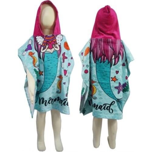 100% Cotton Mermaid Hooded Cloak Wearable Bath Towel Children Summer Bath Towel Blanket Bed Student Kids Girl Boy Gifts 60x120cm