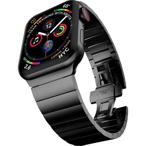 Stainless Steel strap for Apple Watch band 42mm/38mm Metal Belt Butterfly buckle Bracelet iWatch serie 5 4 3 se 6 band 44mm 40mm