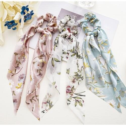 Summer Chiffon Ribbon Hair Scrunchies Hair Ties Rope women Elastic Hair Bands Scarf Ponytail Holder Girls Hair Accessories 2021