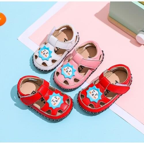Summer Baby Girls Boys Sandals Genuine Leather Soft Bottom Todler Infant Shoes Children Kids Anti-collision First Walkers Shoes