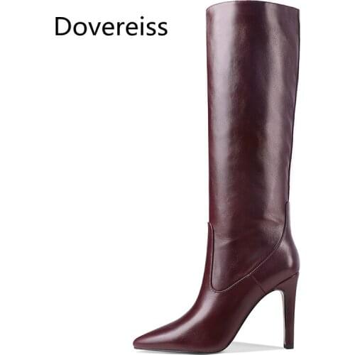 Winter For Woman New Fashion Sexy Consice Pure color Burgundy yellow New Pointed toe Stilettos heels Knee high boots 34-43