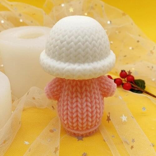 Diy 3d Childrens Sweater Knitted Hat Scented Candle Silicone Mold Baking Accessories Candle Making Resin Mold Cake Decoration