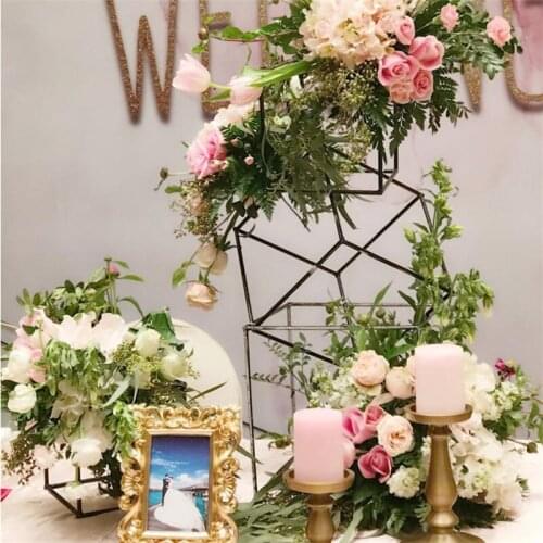 Wedding Wrought Iron Creative Polygon Geometric Frame Flower Decoration Wedding Stage Props Window Decoration