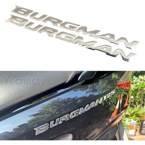 Yecnecty For Suzuki Burgman AN125 AN200 AN400 AN650 Motorcycle Reflective Sticker Decals 3D Chrome 1 Set Scooter Emblems Badge