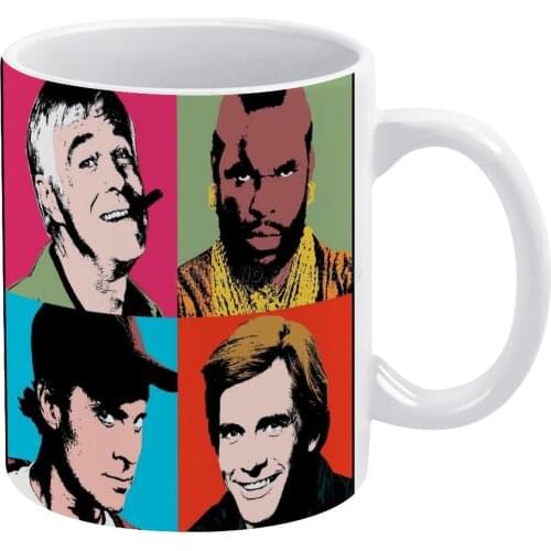 The A-Warhol Team White Mug 11oz Funny Ceramic Coffee Tea Milk Cups Warhol The A Team Serie Series Portraid Parody Funny Vintage