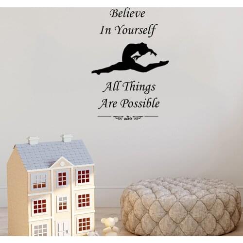 Inspirational Slogan Wall Stickers Gymnastics Dance Wall Decal Home Decor For Dance Studio Yoga Decor Vinyl Mural DW11224