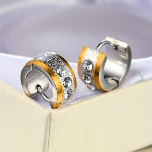 Vintage Gold Silver Color Hoop Earrings Fashion Female White Zircon Earrings For Women Charm Bride Small Round Wedding Earrings