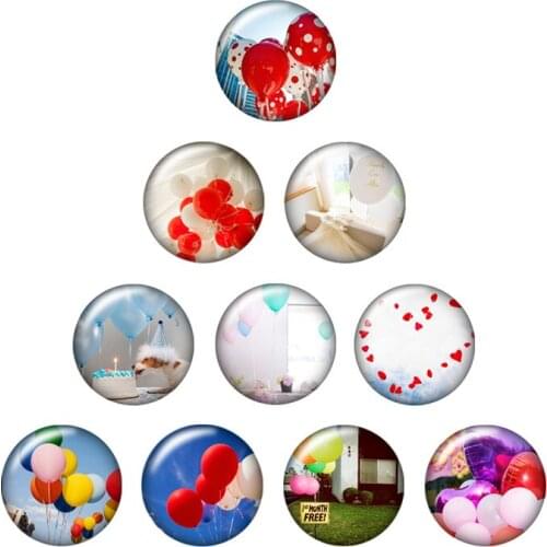Balloon Ferris wheel Castle buildings 10pcs mixed 12mm/16mm/18mm/25mm Round photo glass cabochon demo flat back Making findings