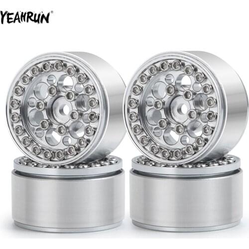 YEAHRUN 4Pcs 1/24 RC Rock Crawler Metal Aluminum Beadlock Wheel Rim For Axial SCX24 90081 AXI00001 AXI00002 RC Car Upgrade Parts