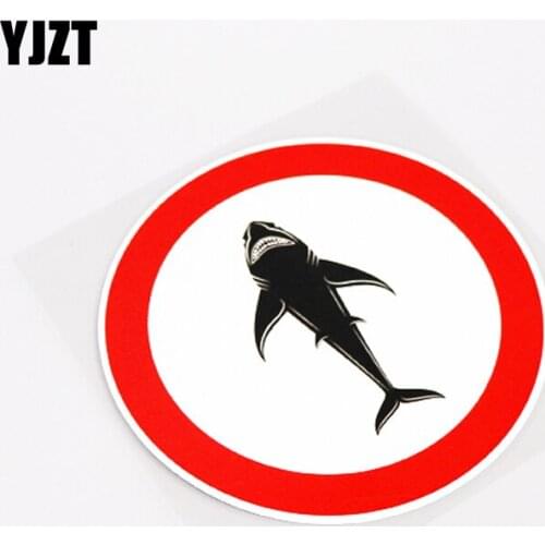 YJZT 13CM*13CM Funny Warning Mark Animal Shark Car Sticker PVC Decal 13-0804