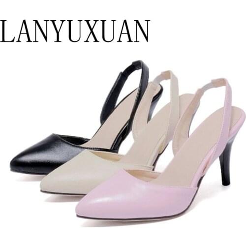Sexy Summer Sandals Party Wedding Shoes Big Size 31-47 Zapatos Mujer Women Pointe Toe High Heels Chaussure Pumps 1395
