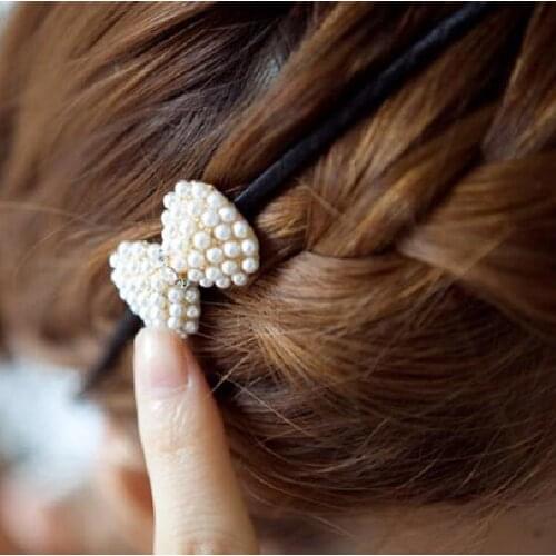 Ta021 Korean version Trendy Imitation pearl bows Headdress Womens jewelry accessories