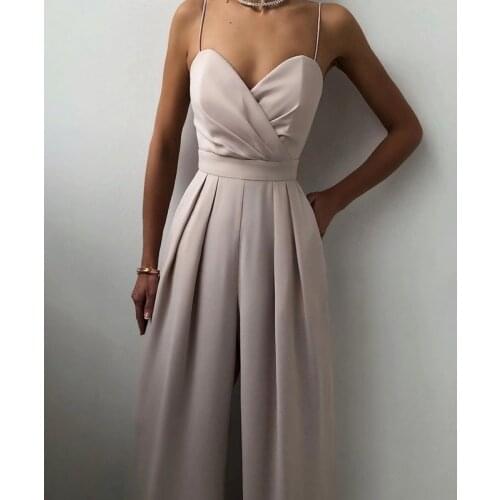 Womens 2021 Sling Waist Jumpsuit Spring and Summer New Fashion Straight Mopping Minimalist Skinny Sleeveless Sling Jumpsuit