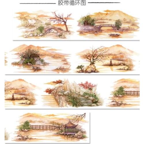 1 Loop Size Ancient Autumn Landscape Dusk Taki Music Dream Decorative Masking Tape 90cm