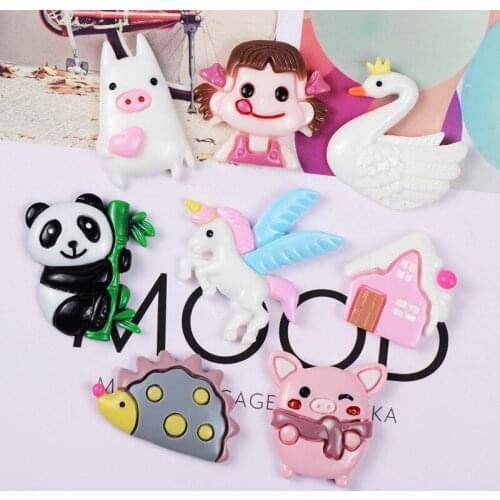 100pcs/lot Kawaii Resin Cartoon Animal Cabochon Flatback For Scrapbooking Craft Jewellery Headwear Mobile Decoration
