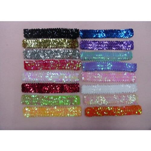 2018 1'' Sequin Headbands Mix Color Child Headbands For Girl Stretch Sequin Headband 360pcs