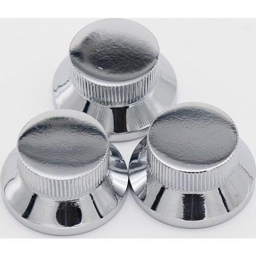 3 Pcs Guitar Bass Metal Top Hat Bell Speed Knobs for Guitar(Chrome)