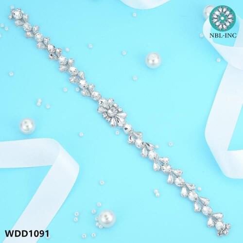 30PCS) Wholesale silver rhinestone crystal applique iron on sew on accessories for wedding dress WDD