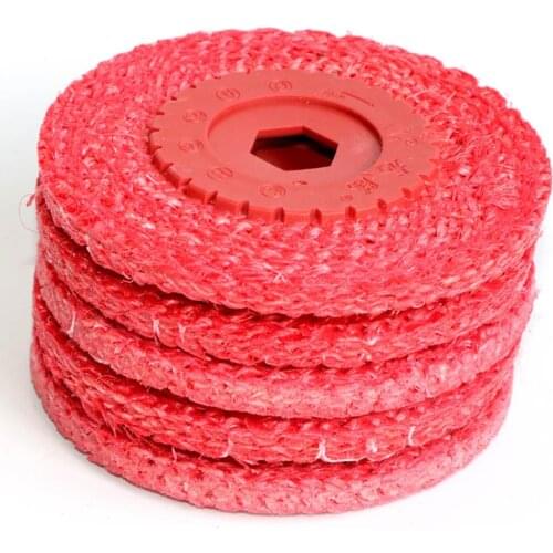 5Pcs/10pcs 4" Flap Discs Red Hemp Wheel For Stainless Steel Metal Surface Polishing Buffing Wheel For Angle Grinder