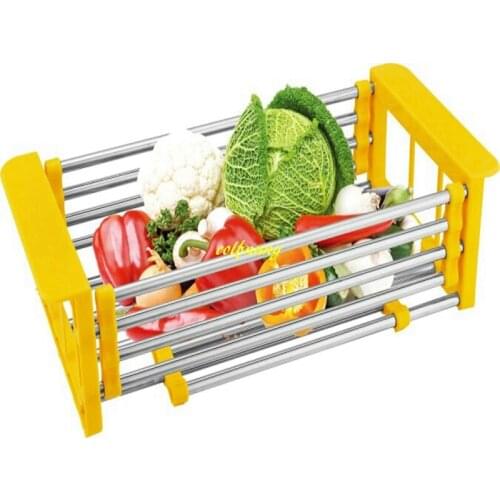 50pcs/lot Retractable Stainless Steel Drain Basket Shelf Telescopic Fruit vegetable Bowl Chopsticks Sink Drainboard Storage Rack